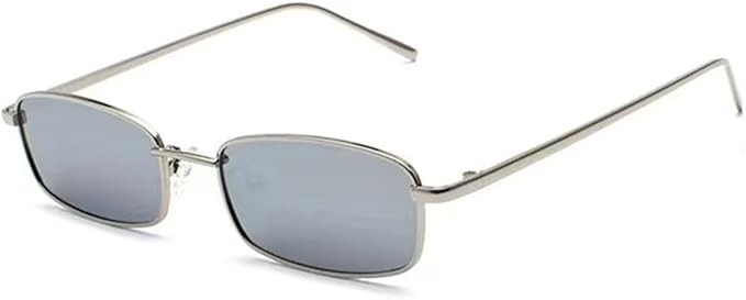 Lunettes de soleil rectangulaires classiques rétro fines monture en métal verres vintage