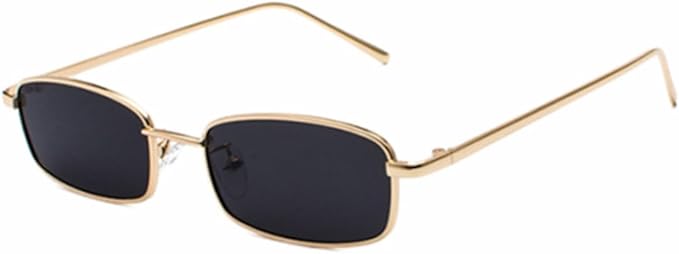 Lunettes de soleil rectangulaires classiques rétro fines monture en métal verres vintage