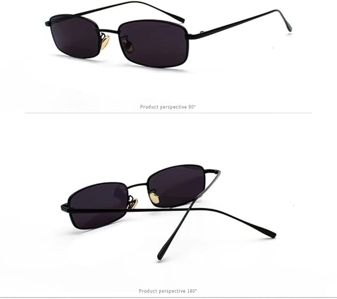 Lunettes de soleil rectangulaires classiques rétro fines monture en métal verres vintage