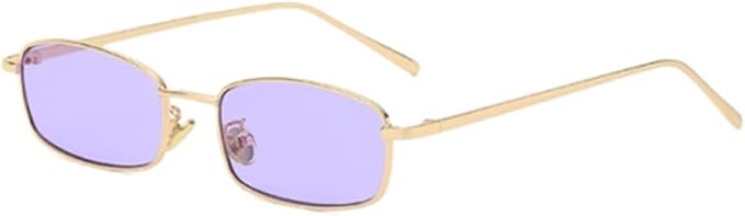 Lunettes de soleil rectangulaires classiques rétro fines monture en métal verres vintage