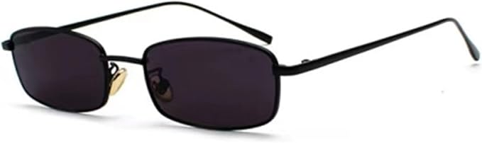 Lunettes de soleil rectangulaires classiques rétro fines monture en métal verres vintage